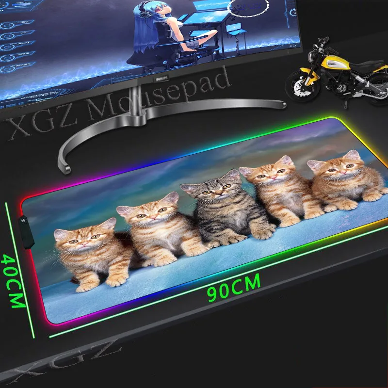 

XGZ Customized Large Gaming RGB Mouse Pad Black Lock Edge Animal Persian Cat HD Computer Keyboard Desk Mat Rubber Non-slip Xxl