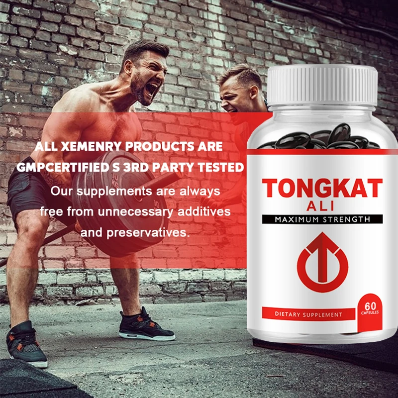 

60 Pills Tongkat Ali Capsules Men Softgels Indonesian Ginsen Non-GMO Enhances Muscle Improving mood Enhancing Desire Health Food