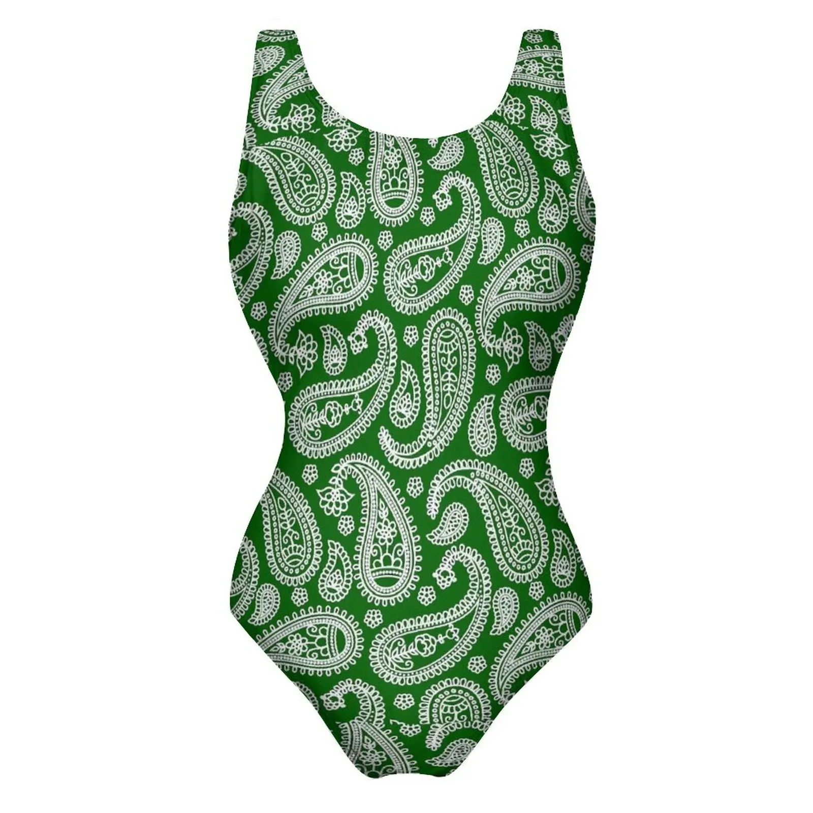 Женский слитный купальник с винтажным принтом и чашками пуш-ап