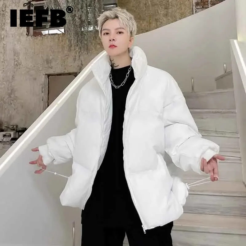 

Зимние мужские стеганые куртки IEFB, однотонная свободная хлопковая одежда с воротником-стойкой, модная утепленная верхняя одежда, новинка на осень 9C2879