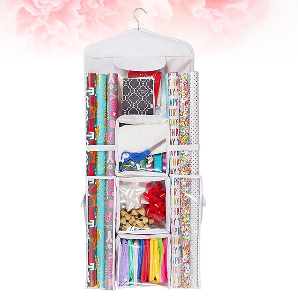 Gift Storage Organizer Wrap Christmas Container Hangingwrapping Paper Jewelry Sundries Wall Ribbonbows Holiday Holder 