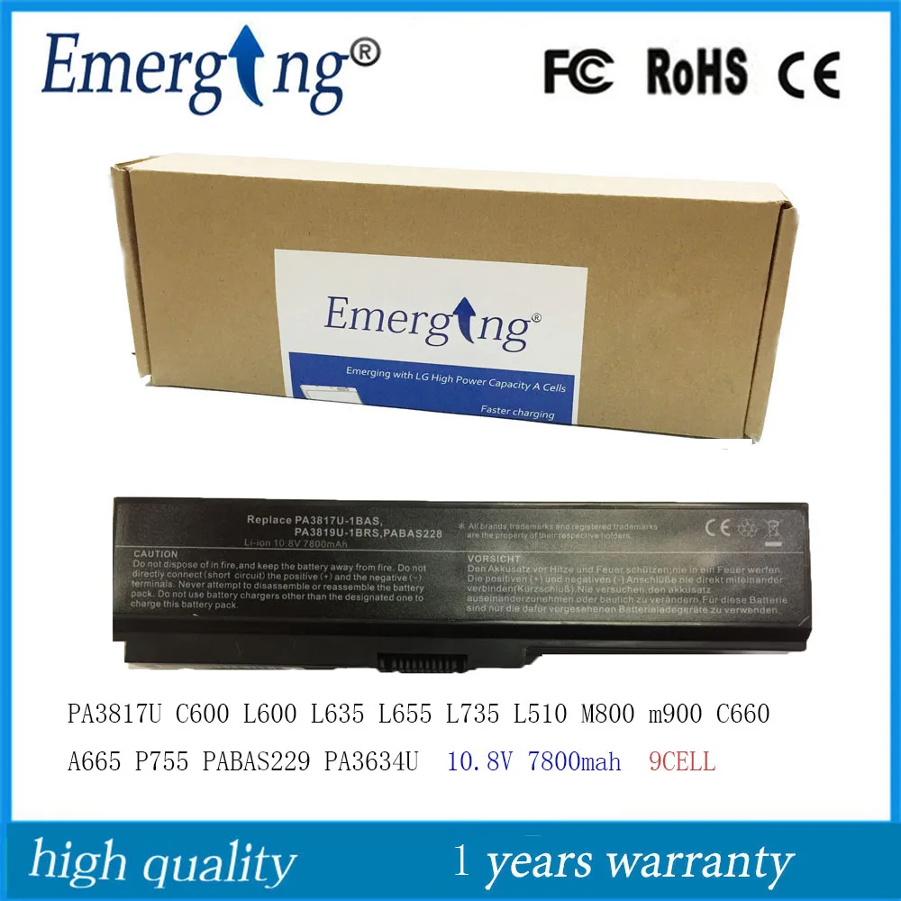 Аккумуляторная батарея для ноутбука Toshiba C600 L600 L635 L655 L735 L510 M800 m900 A665 P755 PABAS229 PA3817, 9 ячеек