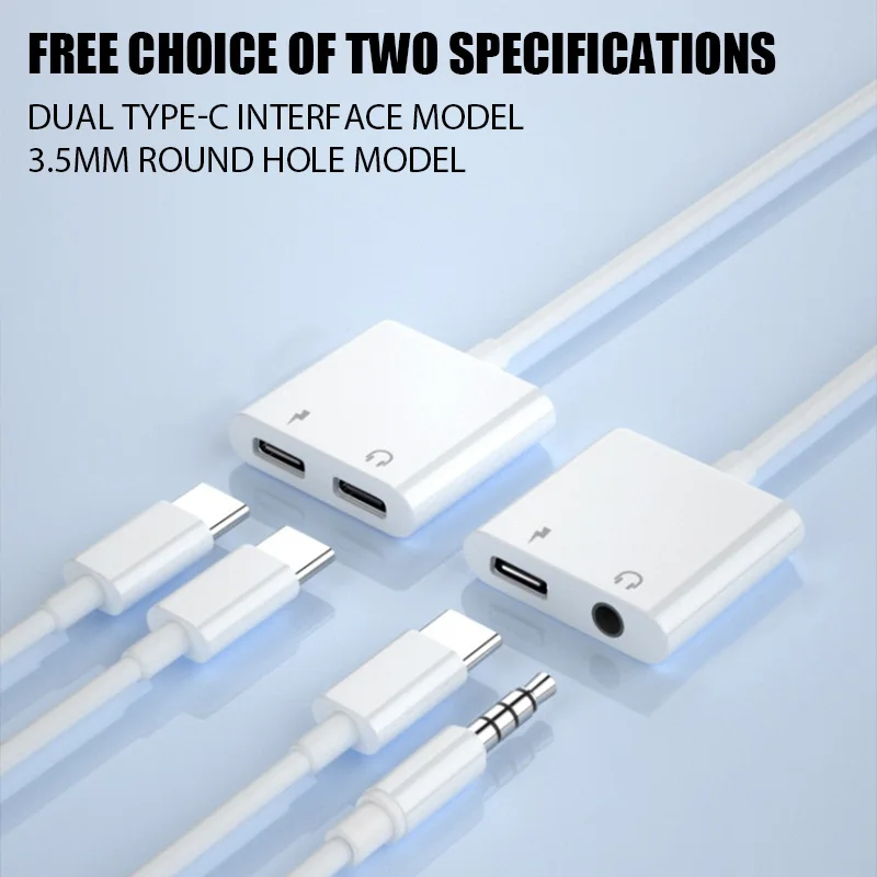 2 in 1 Type C To 3.5mm Earphone Jack Audio Charging Splitter Adapter for Samsung iPhone Xiaomi Realme Double USB C Aux Conector
