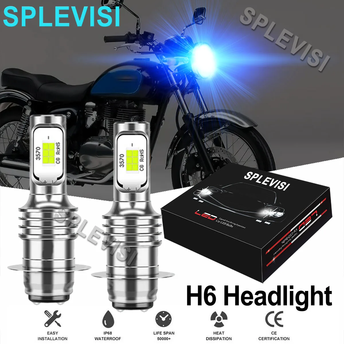 

2PCS Ice Blue 35W LED Motorcycle Headlights For Yamaha Breeze 125 YFA1 1995-2003 Blaster 200YFS200 2003-06 Blaster 200 1995-2006