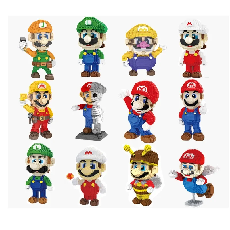 

New Anime Mini Blocks Cute Cartoon Fly Mario Luigi Building Bricks Toys for Children Present Bowser Valentine Girls Juguetes
