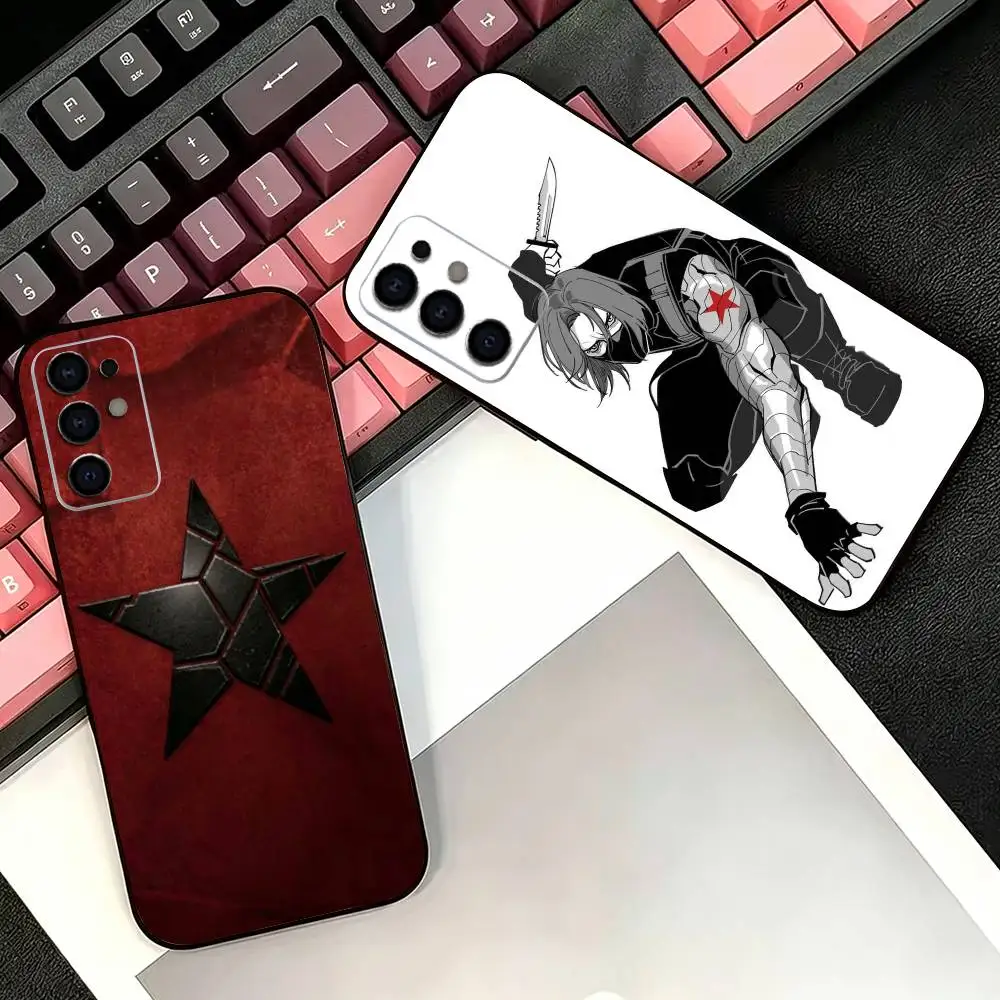 Фото Мягкий черный чехол для телефона B-Bucky B-Barnes W-Winter S-Soldier для Samsung S26,25,24,21,22,21,20,10,9,8,7,6Ultra,Plus,Fe, Lite №1