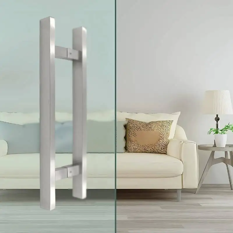 Kensharp Satin 304 нержавеющая сталь ручки назад фурнитура H-типа квадратная стеклянная