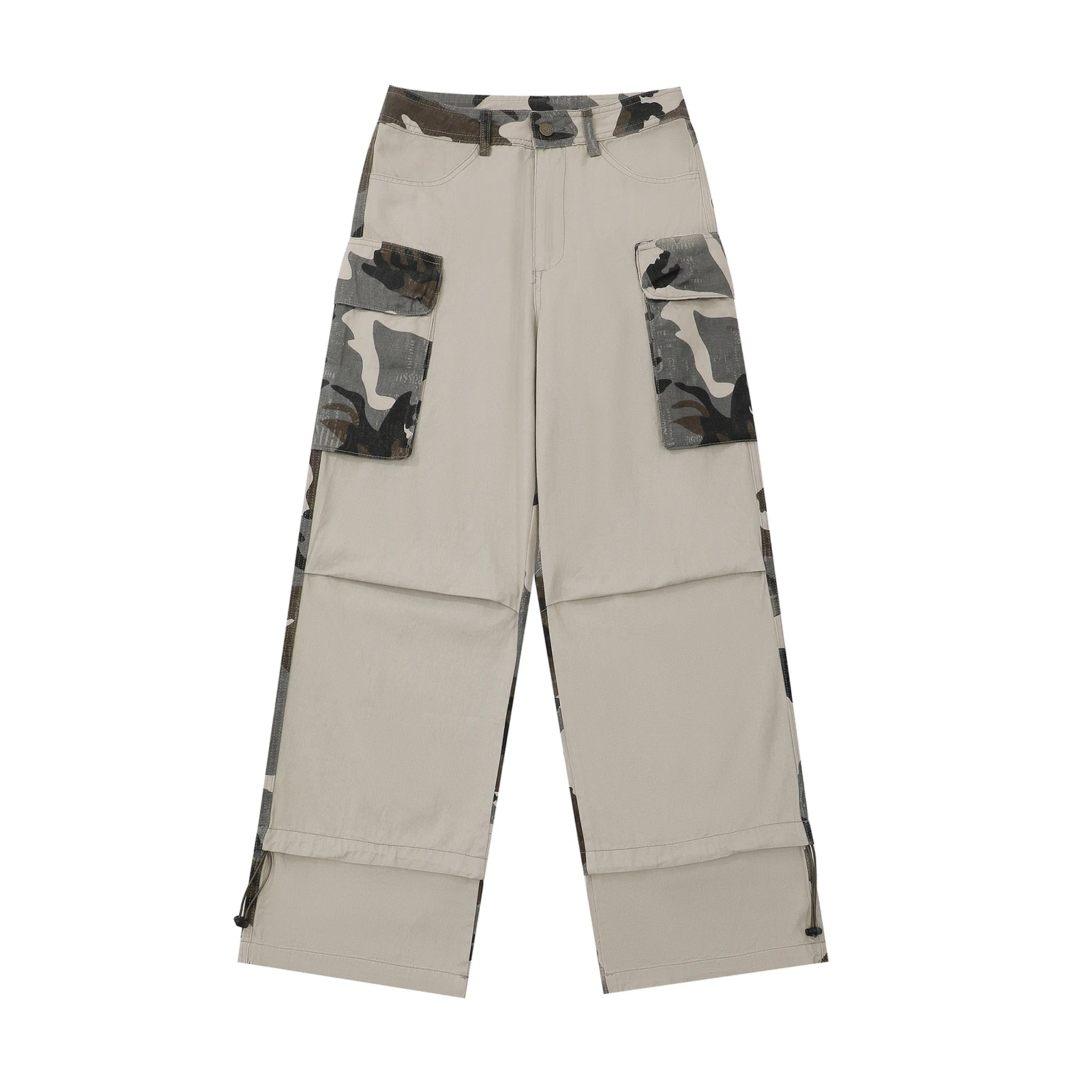 

Женские широкие брюки-карго, регулируемые камуфляжные широкие комбинезоны в стиле пэчворк с кулиской снизу