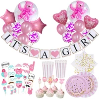 baby shower girl boy decoration its a girl banner 4d bear bubble ball pink balloons set birthday party decoration kids supplies