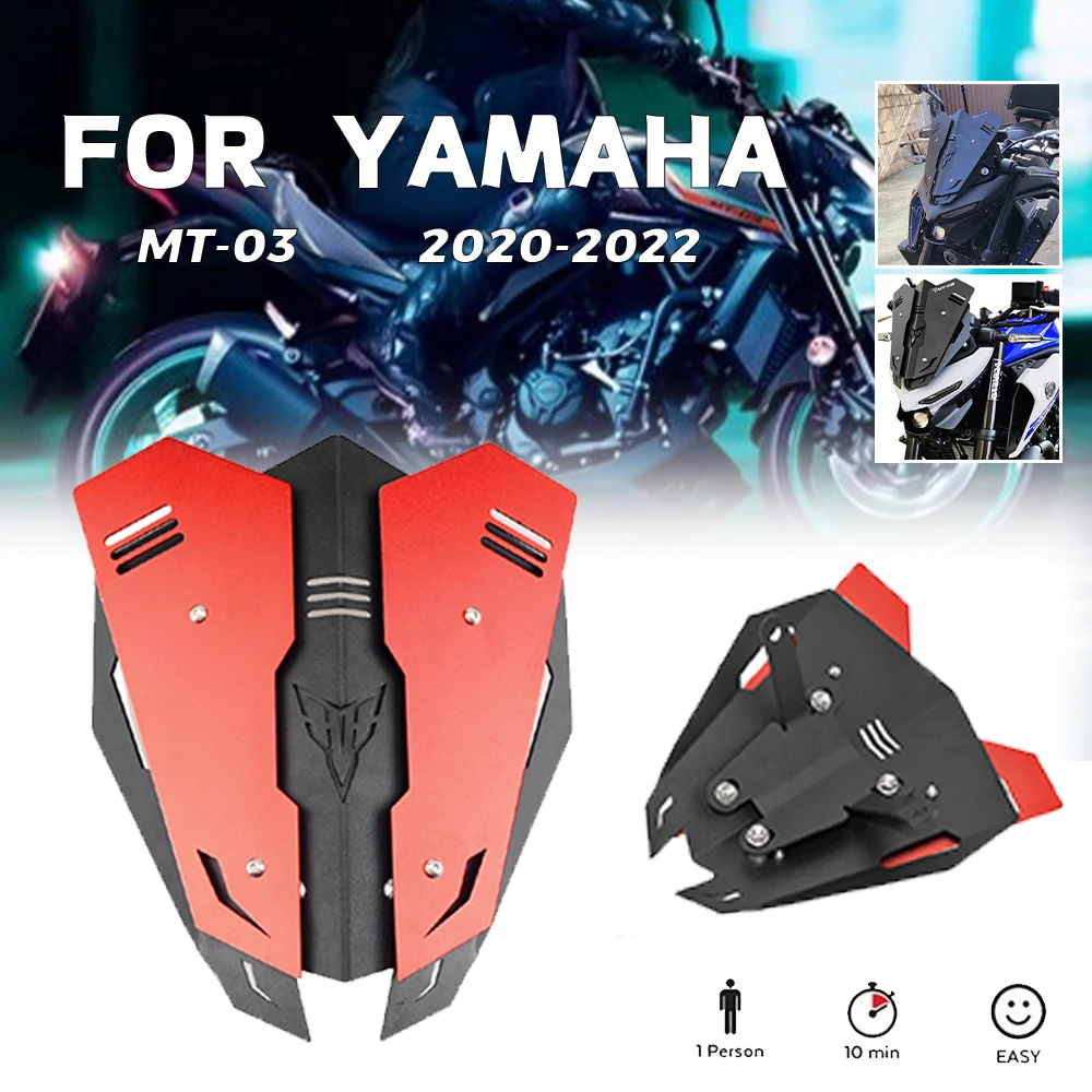 

MTKRACING Fits For YAMAHA MT-03 MT03 MT 03 2021-2022 MT-25 MT25 MT 25 Motorcycle Windshield Windscreen Aluminum Kit Deflector