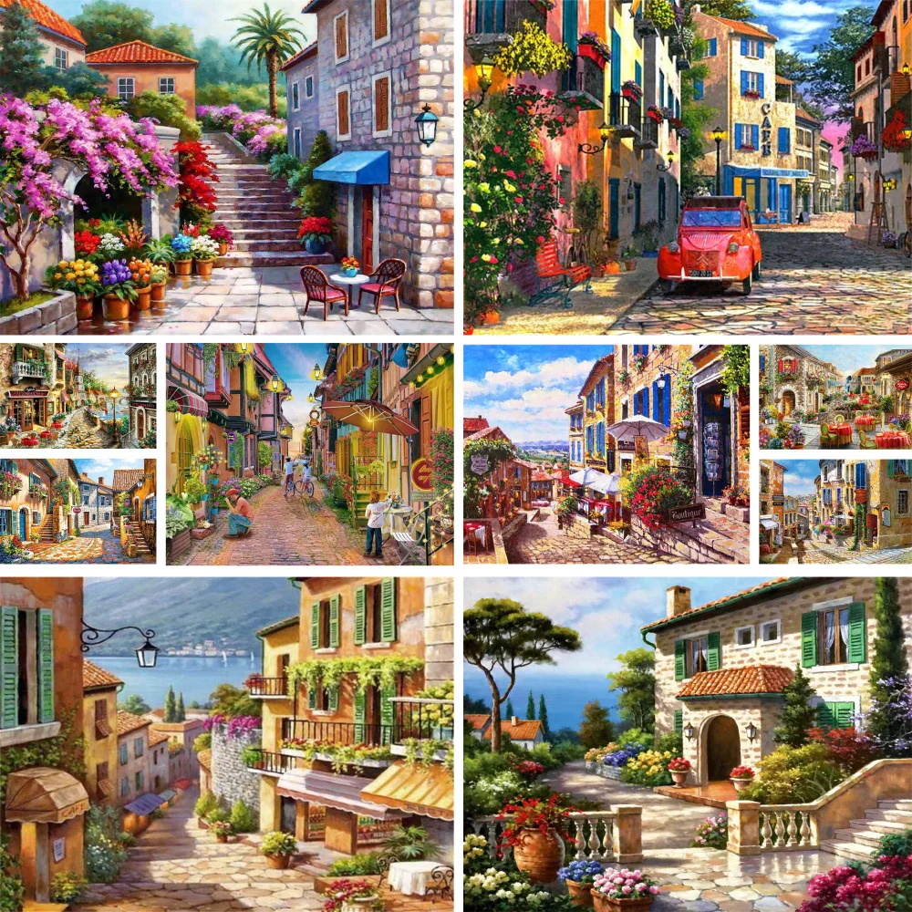 

Landscape Seaside Town DIY Paint By Numbers Kit Oil Paints 40*50 Boards By Numbers Home Decor For Children Handiwork For Drawing