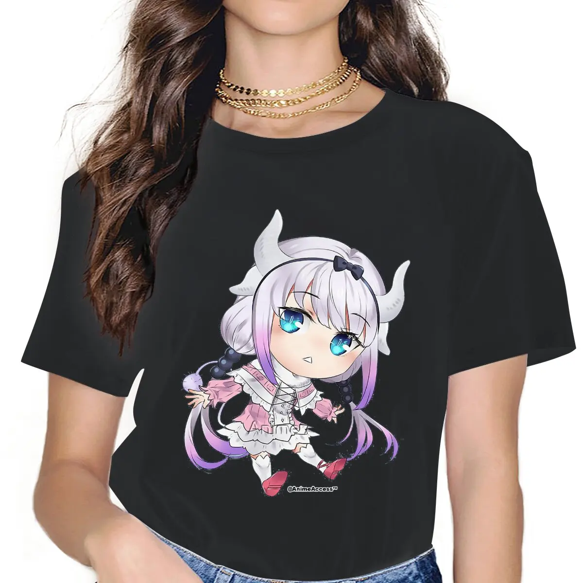 

Kanna Kamui женские футболки Miss Kobayashi Дракон горничная Канна Готическая винтажная женская одежда свободная Хлопковая женская одежда