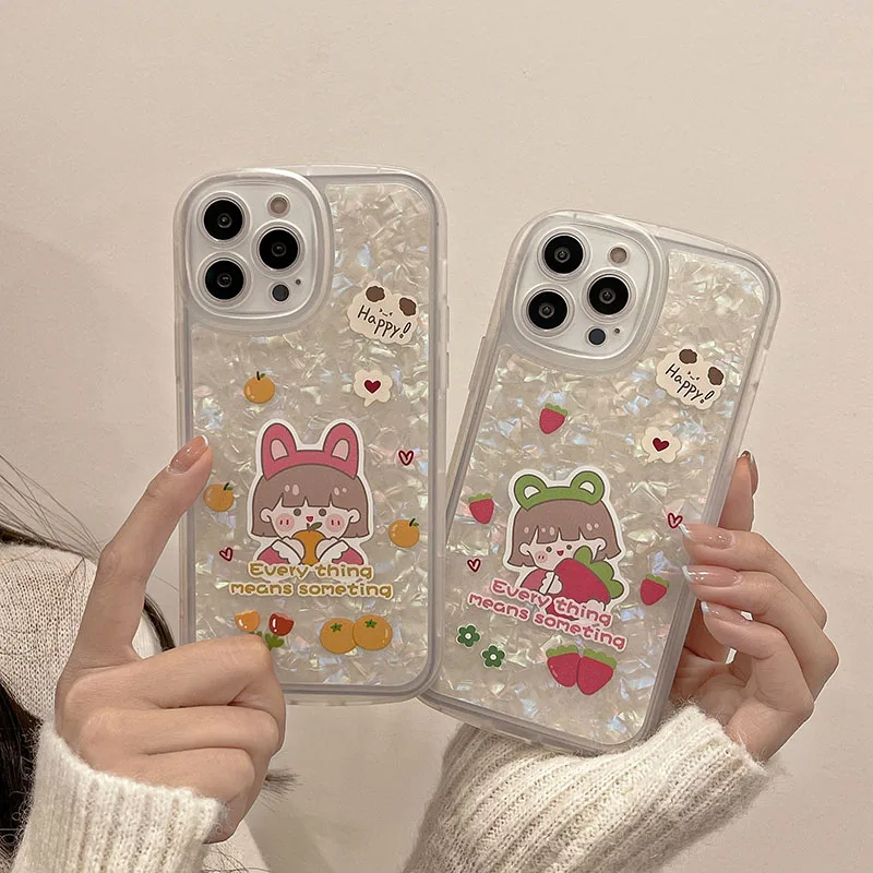 Симпатичный чехол с клубничкой для телефона iPhone 11 12 13 mini pro XS MAX 8 7 Plus X XR |