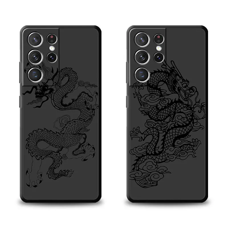 Ink Style Dragon And Phoenix phone Cases for Samsung Galaxy S21 S23 Ultra FE case S20 S24 S10Plus S9 funda Antiscratch cover