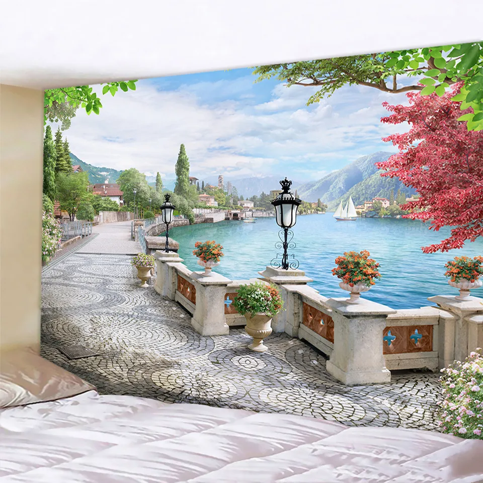 

Красивый гобелен в стиле хиппи с изображением старинной архитектуры, Полиэстеровая ткань, домашний декор, настенная ткань, подвесное большое фоновое одеяло