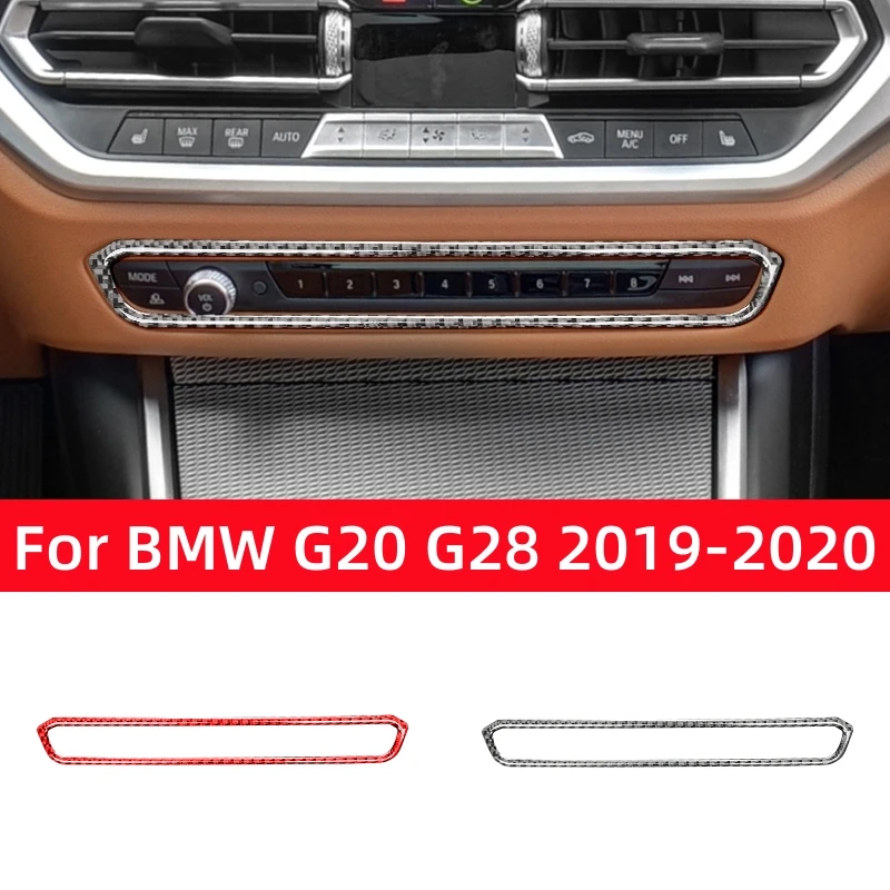 

Аксессуары для BMW 3 серии G20 G28 2019-2020, автомобильные кондиционеры из углеродного волокна, кнопки для CD панели, декоративные наклейки на рамку