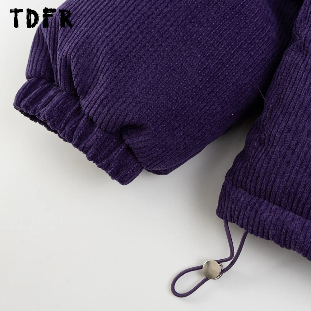 Вельветовая стеганая куртка с нашивкой и вышивкой мужская уличная зимняя