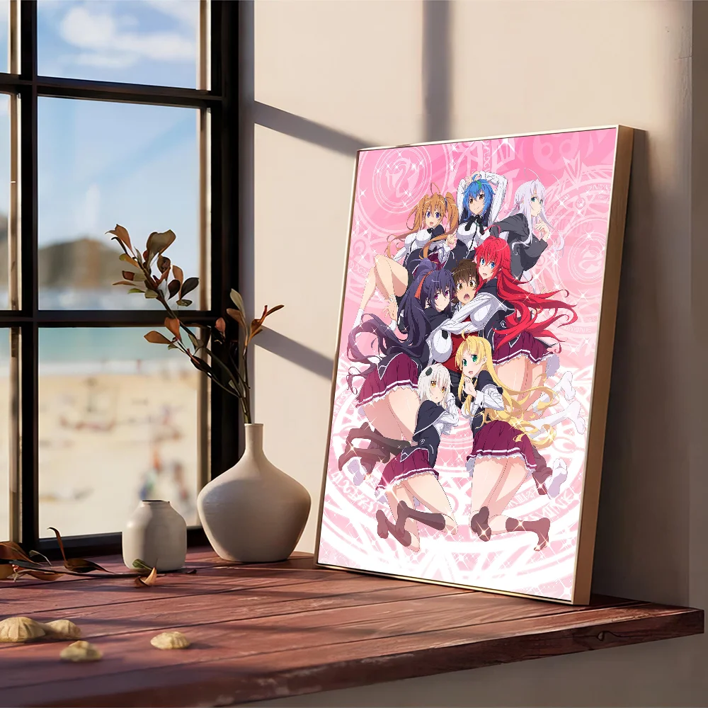 Anime High School DXD Vintage Posters Sticky Retro Kraft Paper Sticker DIY Room Bar Cafe Kawaii Decor