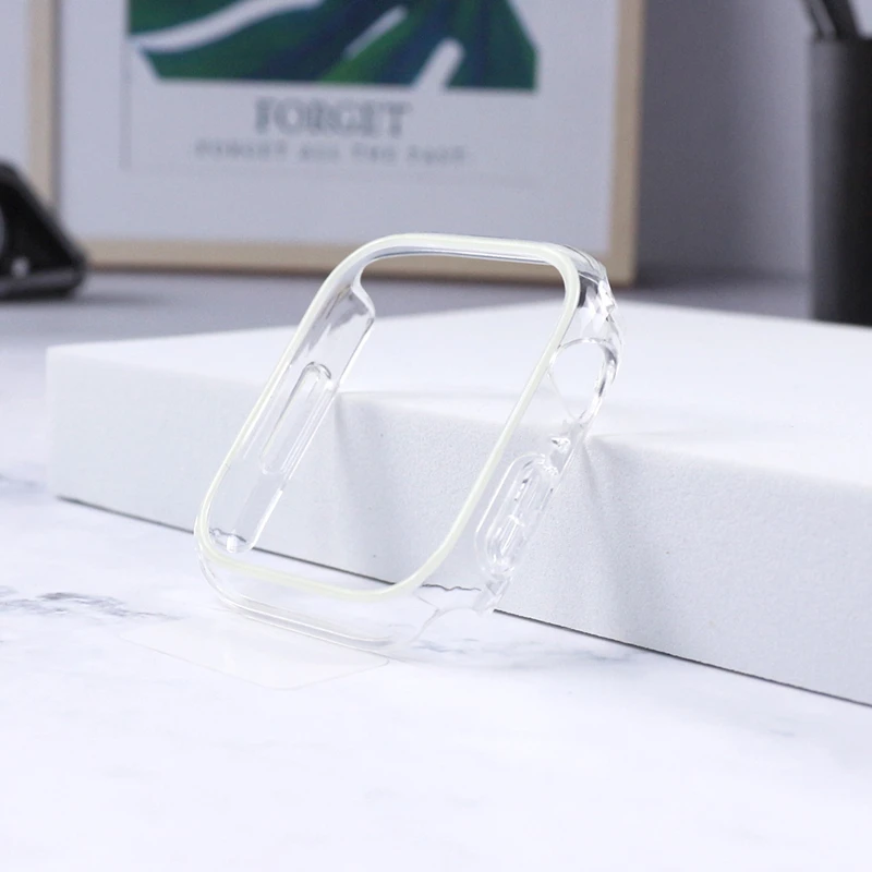 Luminous Transparent Cover for Apple Watch band 49mm 45mm 41mm 44mm 40mm Protector Case For iwatch serie ultra 8 7 6 SE 5 4 case