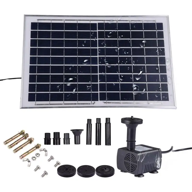 

Solar Water Fountain 10W Water Pump Outdoor Upgraded Floating Solar Fountain Pump Flow Adjustable Fountain Kit With Nozzles