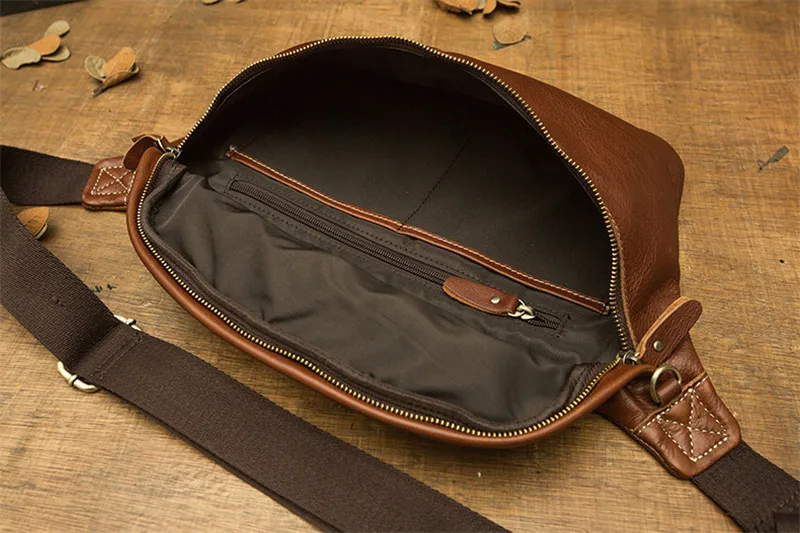 First layer cowhide large-capacity men's chest bag fashion simple high-quality genuine leather sport shoulder crossbody bags