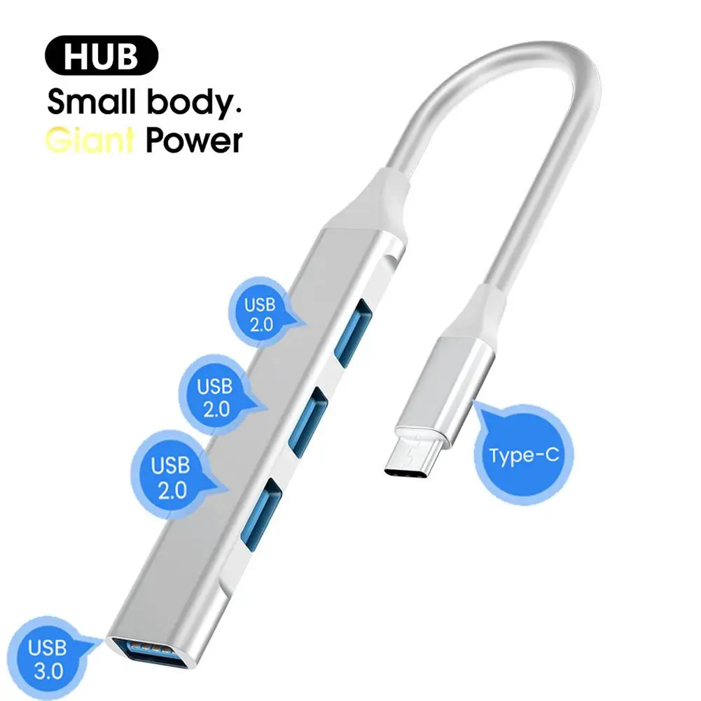 

USB 3.0 Hub 4-Port USB Splitter USB2.0 USB3.0 Interface Type-C Docking Station With Extended Cable For Laptop 0.3 M 480Mbps