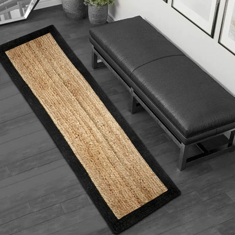 

Runner Rug 100% Natural Jute Braided Style Carpet Rustic Look Carpet Area Rug Carpets for Living Room