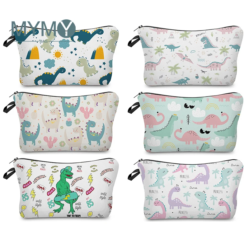 

Creative Cartoon Dinosaur Print Makeup Bag Women's Cosmetic Bag Women Toiletries Organizer Outdoor Female Storage Make Up Cases