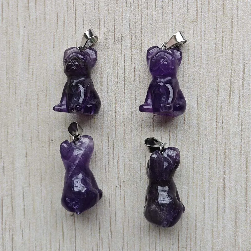 4 шт./партия подвески в форме собаки аметист