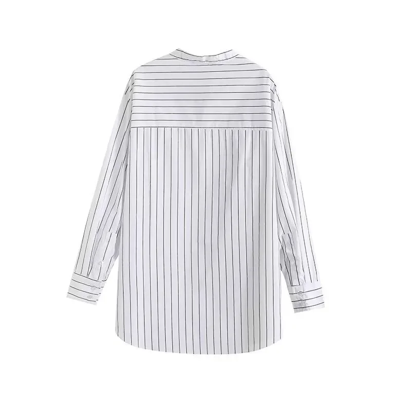 TRAF ZR полосатые блузки для женщин Harajuku модный летний топ белые топы Y2K рубашка с