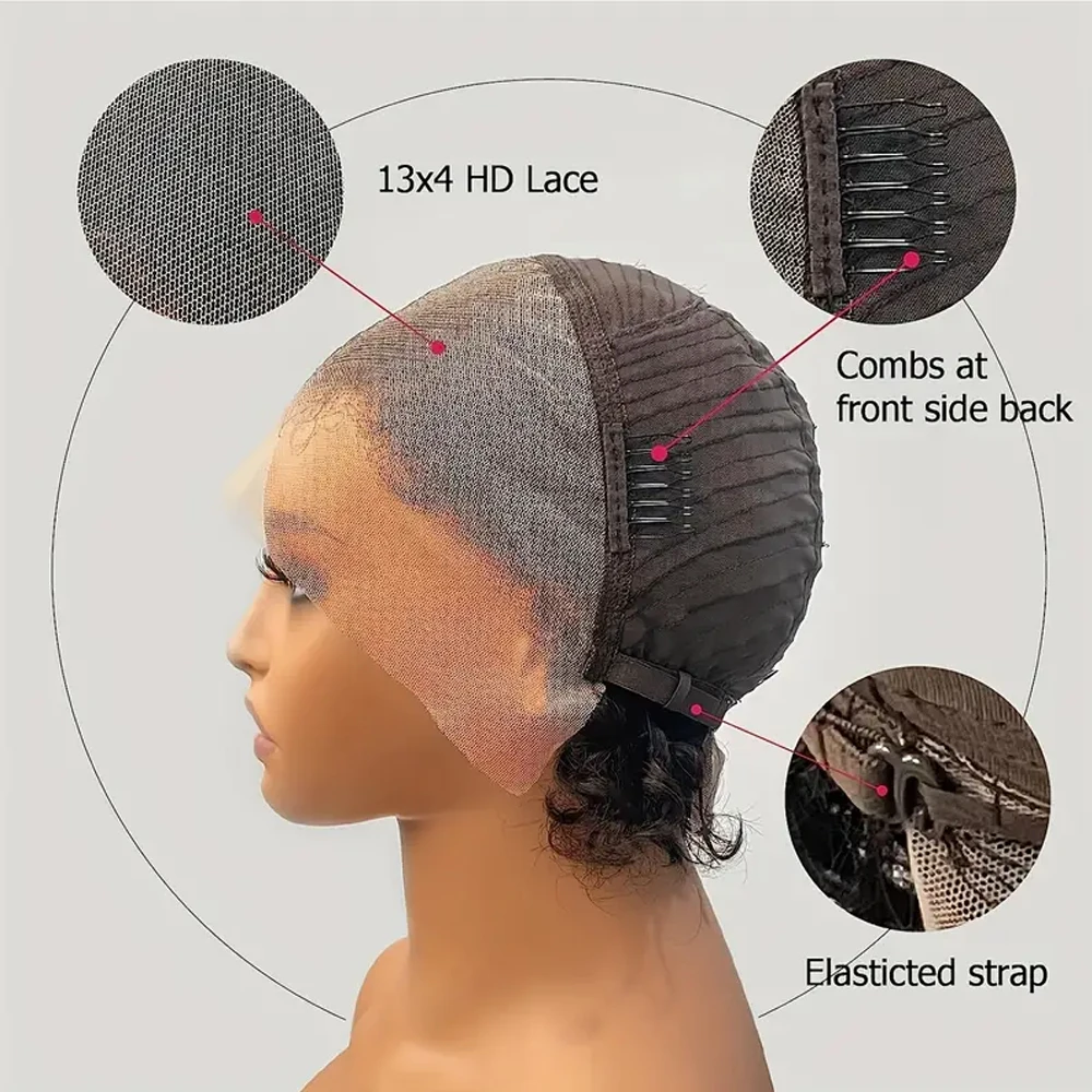 S.SILAN Короткий прямой парик фронта шнурка с сказочными вырезами Натуральные