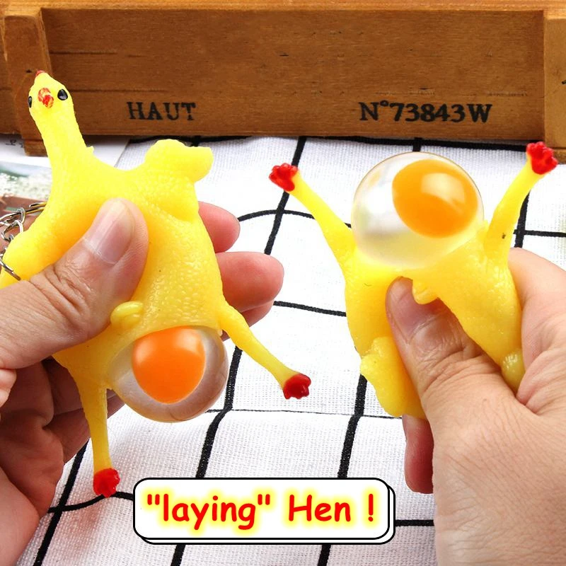 

2pcs Novelty Laying Hens Gift Key Chain Toys Birthday Party Gift Kids Favor Treat Guest Invitation Giveaway Present Easter Gift