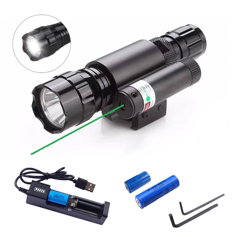 

Tactical Laser Sight, Strong Light Flashlight, Red and Green Laser Outdoor Rechargeable Hunting Dual-purpose Sight Accessories