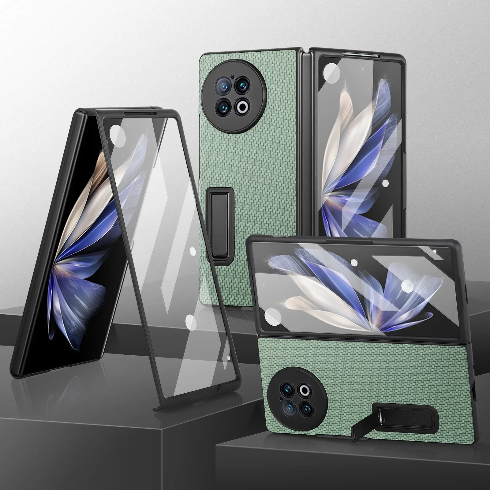 Fiber Pattern Phone Funda for ViVo X Fold 2 Case Precision Hole Full Protect Stand Shockproof Cover with Protective Film Screen