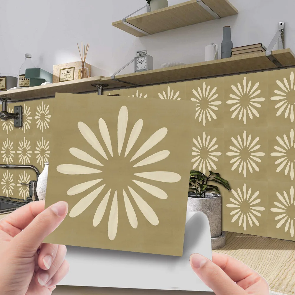 

24pcs Bohemian Tile Stickers Kitchen Bathroom Antique Tile Self-adhesive Wall Stickers