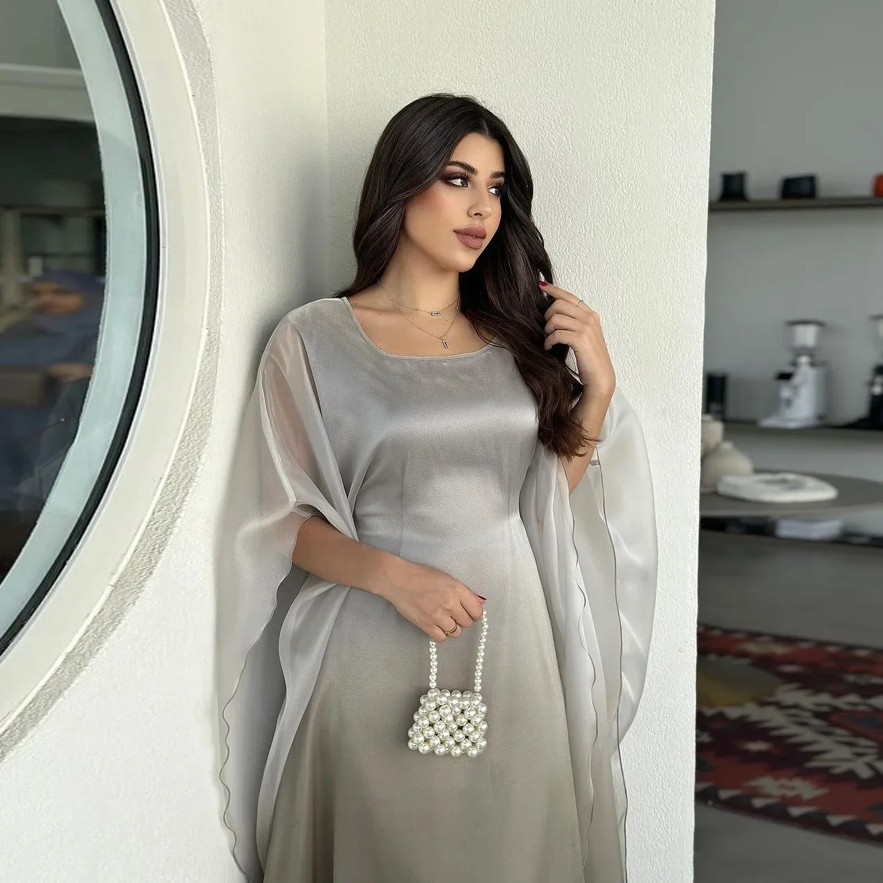 Летнее атласное длинное платье Абая для мусульманской вечеринки элегантное