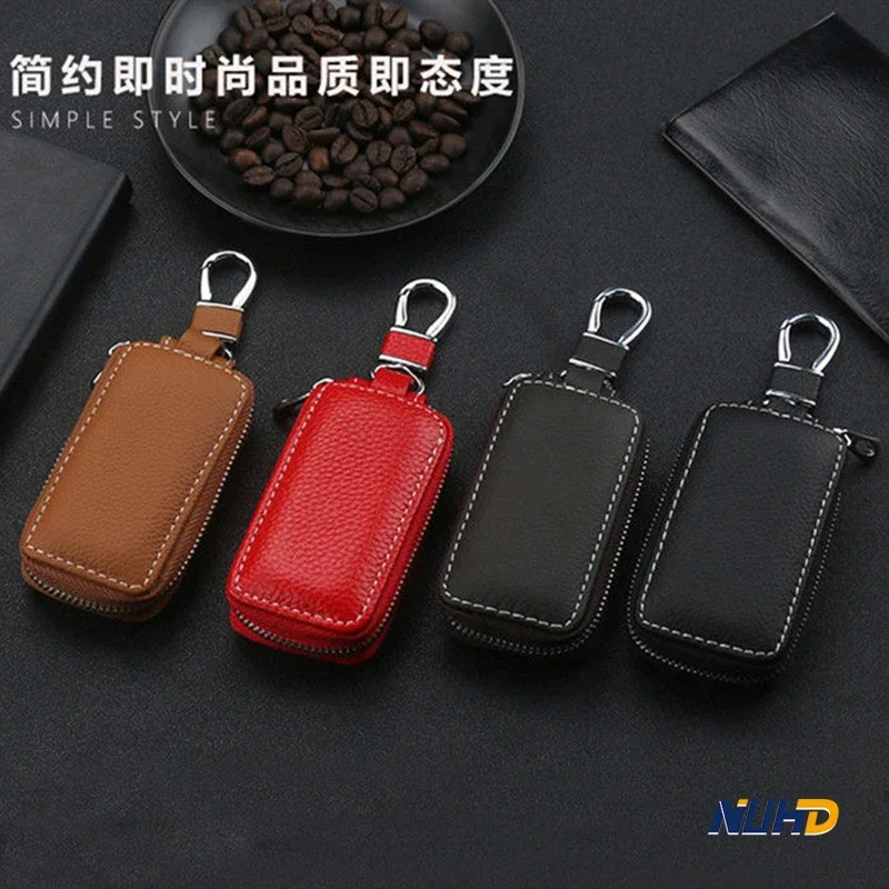 

Leather Car Key Case Keychain With Metal Logo For BMW Benz Audi VW Toyota Hyundai Peugeot Honda Key Cover Protector Accessories