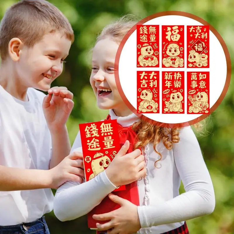 Конверты для денег Lucky Money 6X Hong Bao Красные конверты Легкие Китайские красные