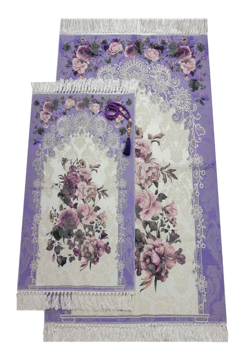 

IQRAH Digital Printed Cotton Father Son Chenille Prayer Mat Lilac