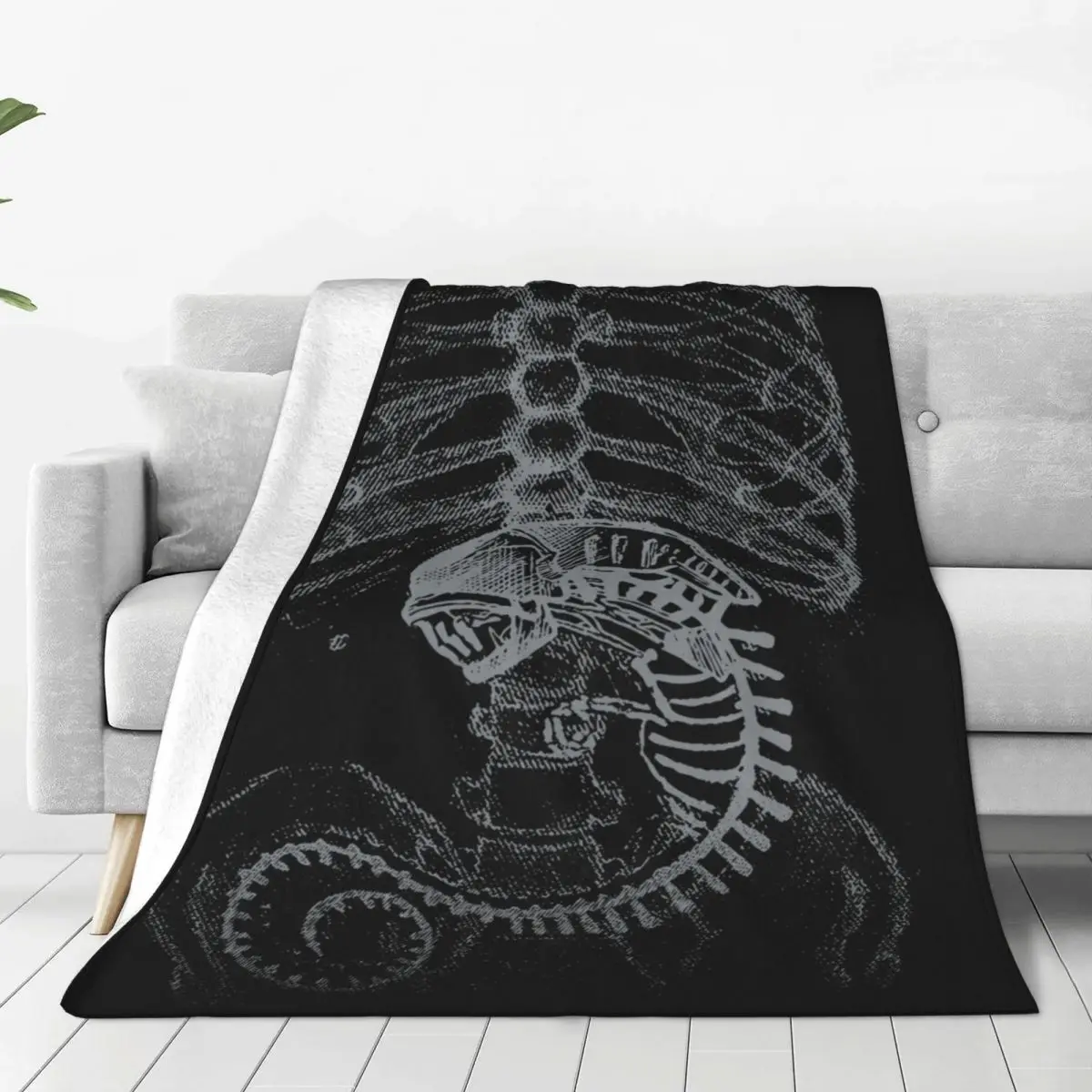 

Alien Vs Predator Alien Bone Covenant Bone X Ray Knitted Blanket Fleece Throw Blanket Summer Air Conditioning Printed Bedspread