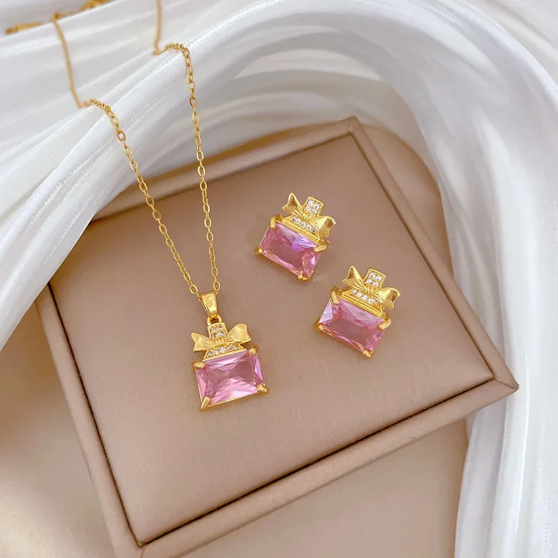 Нержавеющая сталь 316L кристалл флакон духов кулон ожерелье серьги для женщин и