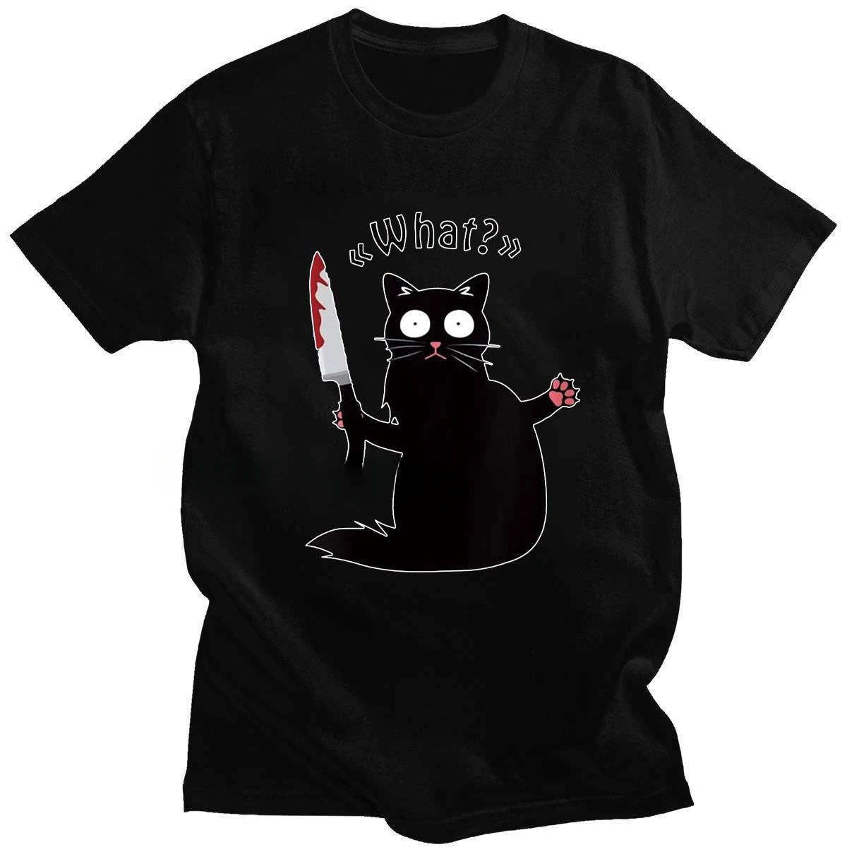 Новинка свободная футболка с круглым вырезом и принтом кошки Забавные футболки