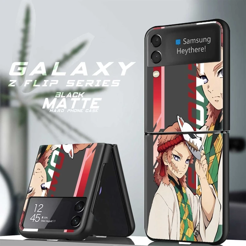 

For Samsung Galaxy ZFlip Z Flip Flip3 Flip4 5G Edge Hard Zflip3 Zflip4 Luxury Demon Slayer Anime Cartoon Japan Cover Case