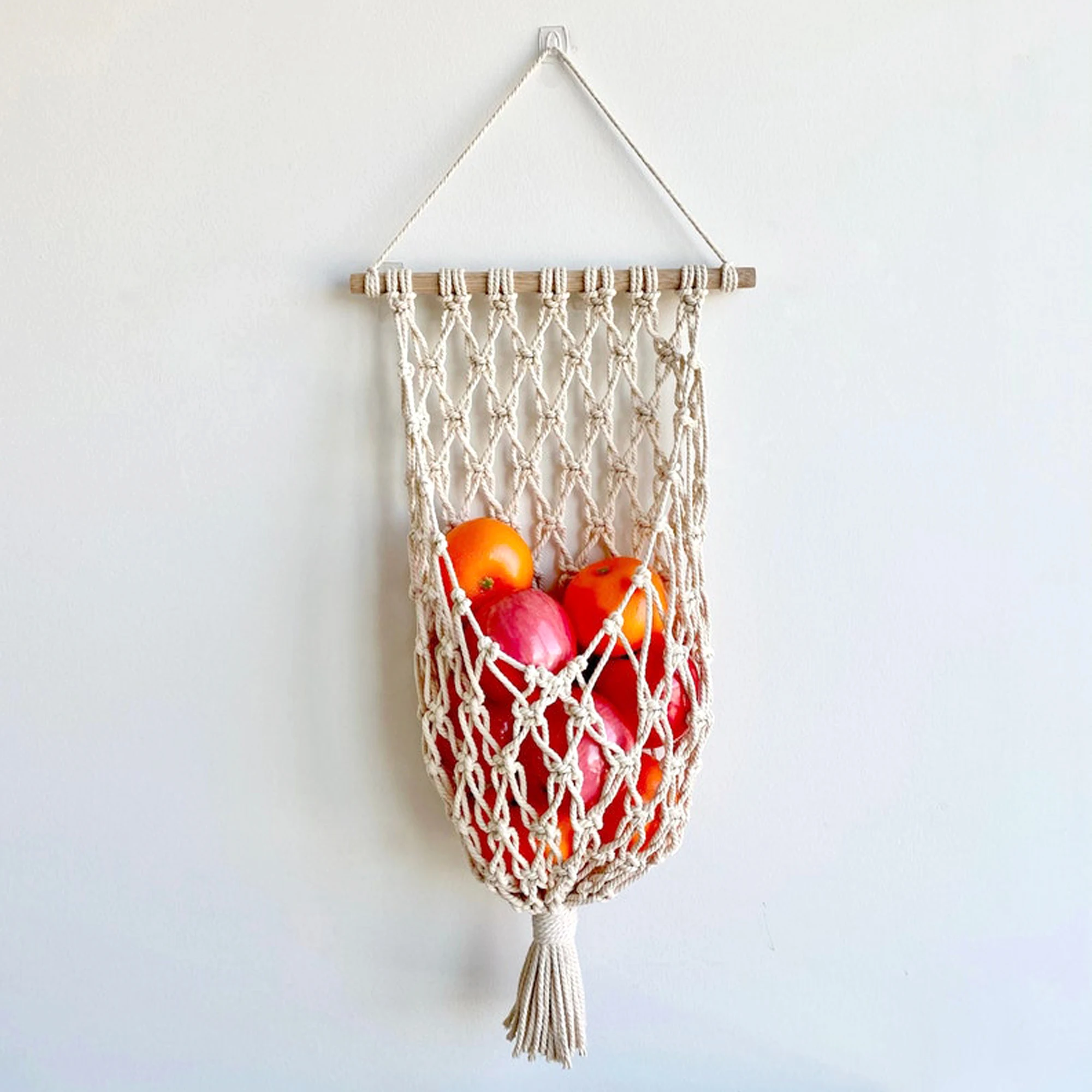 

Fruit Basket Hammock Hanging Macrame Wall Holder Storage Kitchen Cabinet Garlicfor Vegetable Hangernet Banana Container Veggie