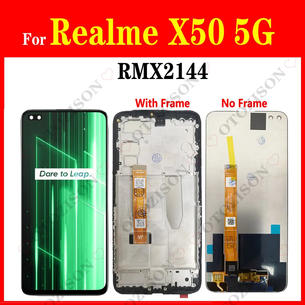 Дисплей 6,57 дюйма для OPPO Realme X50 5G RMX2144, ЖК-дисплей с рамкой, сенсорный экран, дигитайзер в сборе X50 ЖК модуль, замена протестирована