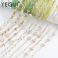 yegui c274chain18k gold platedcopper metalzirconspass reachnickel freecharmsdiy bracelet necklacejewelry making1mlot
