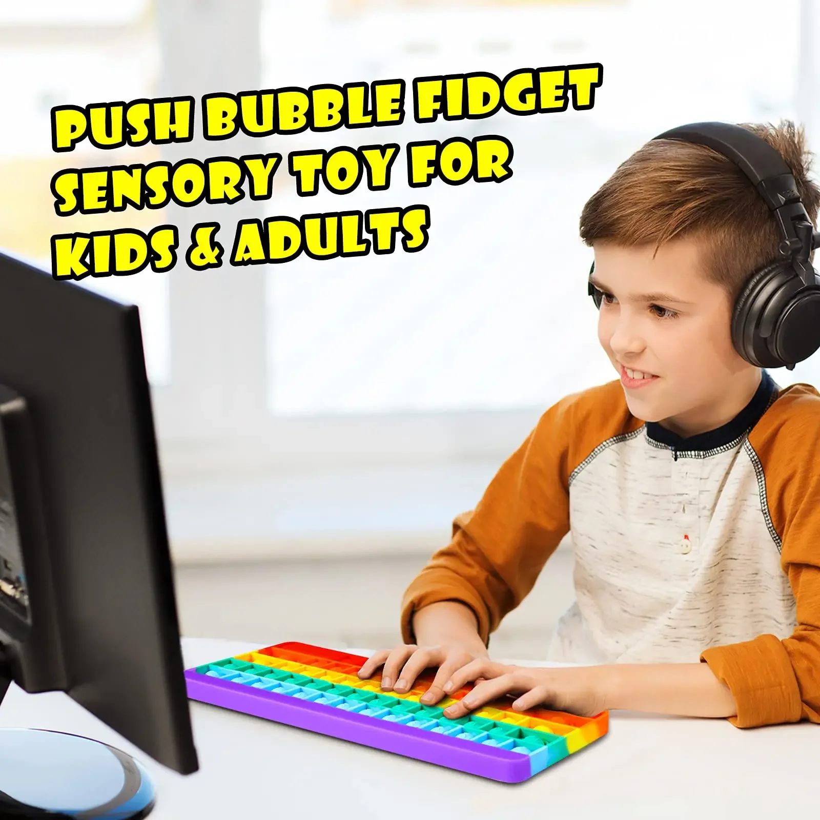 Радуга Quick Push Bubble Клавиатура Непоседа Сенсорные игрушки для детей Тревога Снятие