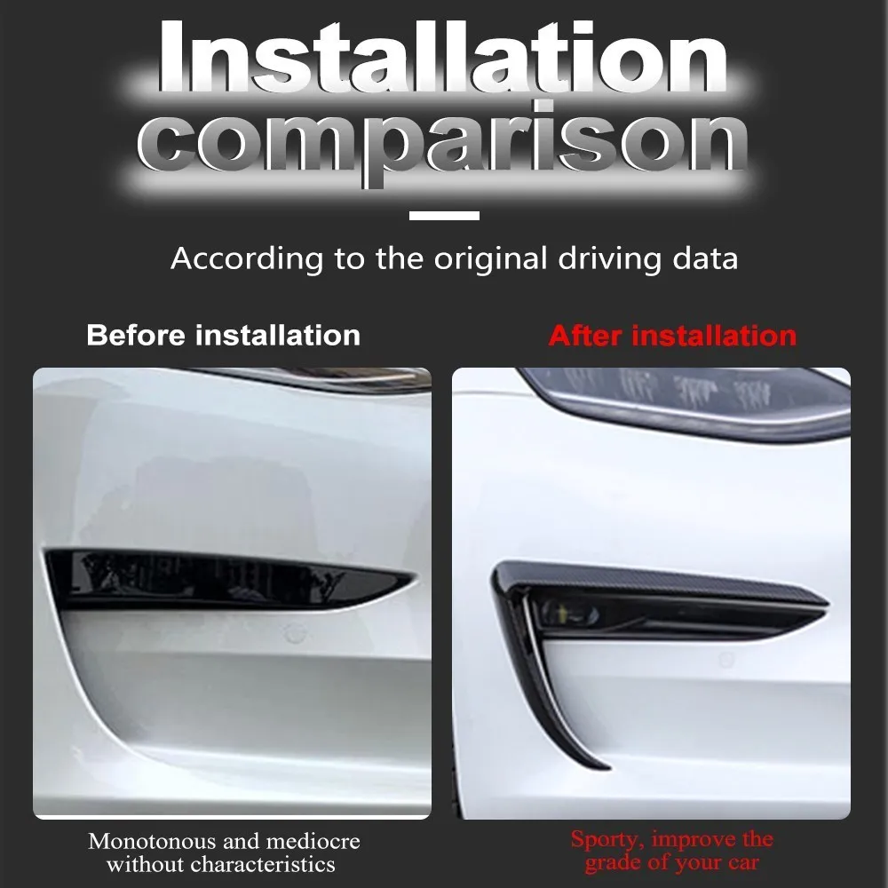 

New ModelY Front Blade Trim For Tesla Model Y Car 2023 Accessories Carbon Fibre Auto Exterior 2022 Decoration Parts