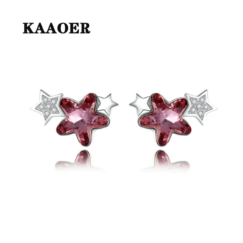 

KAAOER 2022 NEW 100% S925 Original fashion exquisite crystal Christmas star earrings niche luxury anniversary gift wholesale