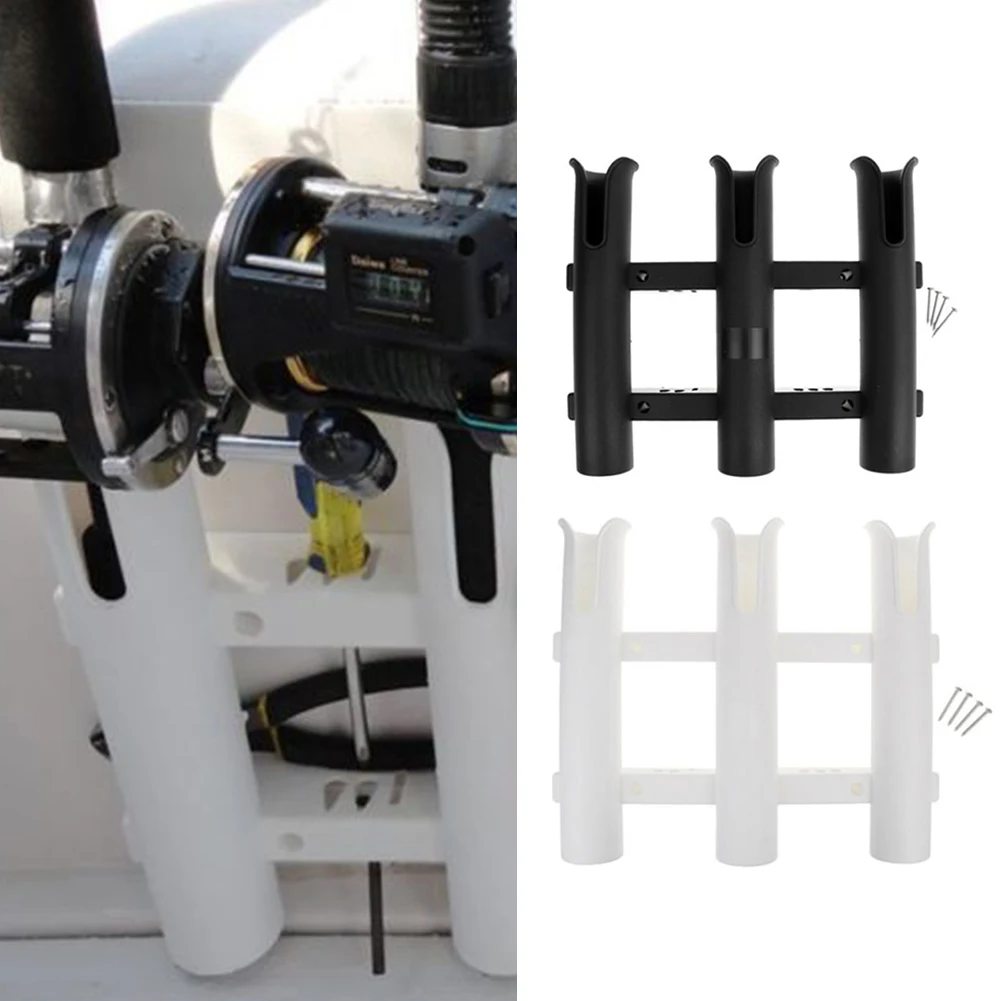

3 Tubes Link White Plastic Fishing Rod Racks Holder Socket For Boat Marine Fishing Box Kayak Boat Yacht Fishing Rod Holder